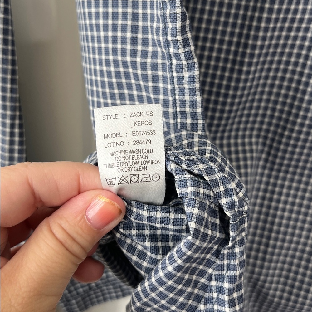 Theory Gridded Plaid Windowpane Button Front Slim… - image 6